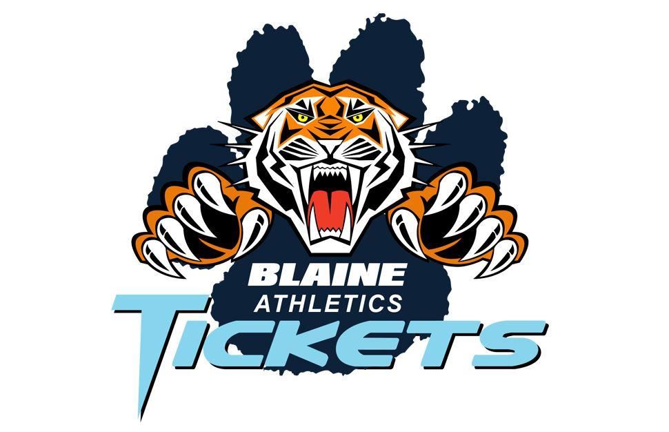 Blaine High School athletics ticketing logo of bengal paw and bengal
